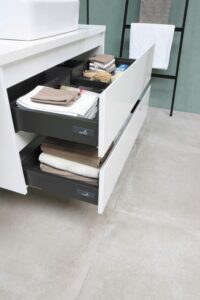 Modern white custom bathroom vanity cabinetry