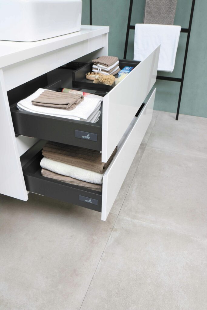 Modern white custom bathroom vanity cabinetry